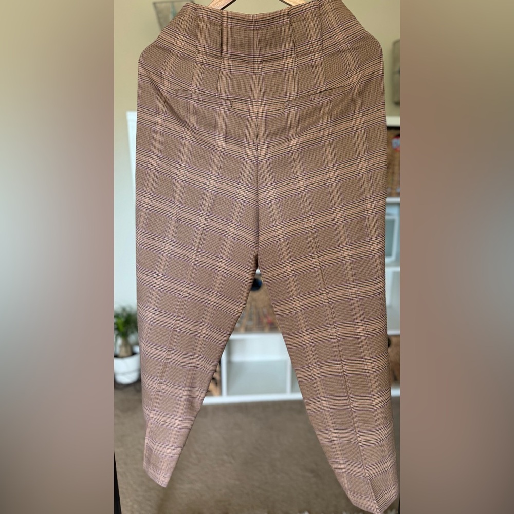 Banana Republic Plaid Paperbag Plated Belted Pants